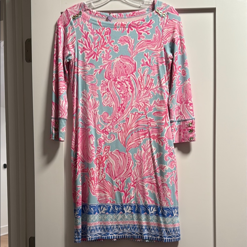 Pink and Blue Patterned Women's Dress